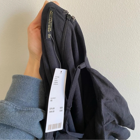 NWT URBAN Outfitters Black Linen Blend Jumpsuit Dress with High Slits Size XS - Picture 10 of 16